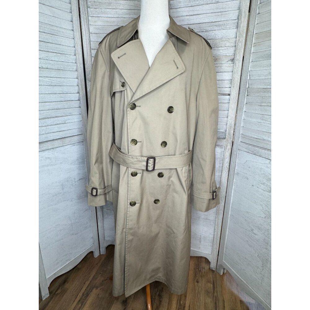 Vintage London Fog Maincoats Trench Coat Removable Lining Men's Size 44L